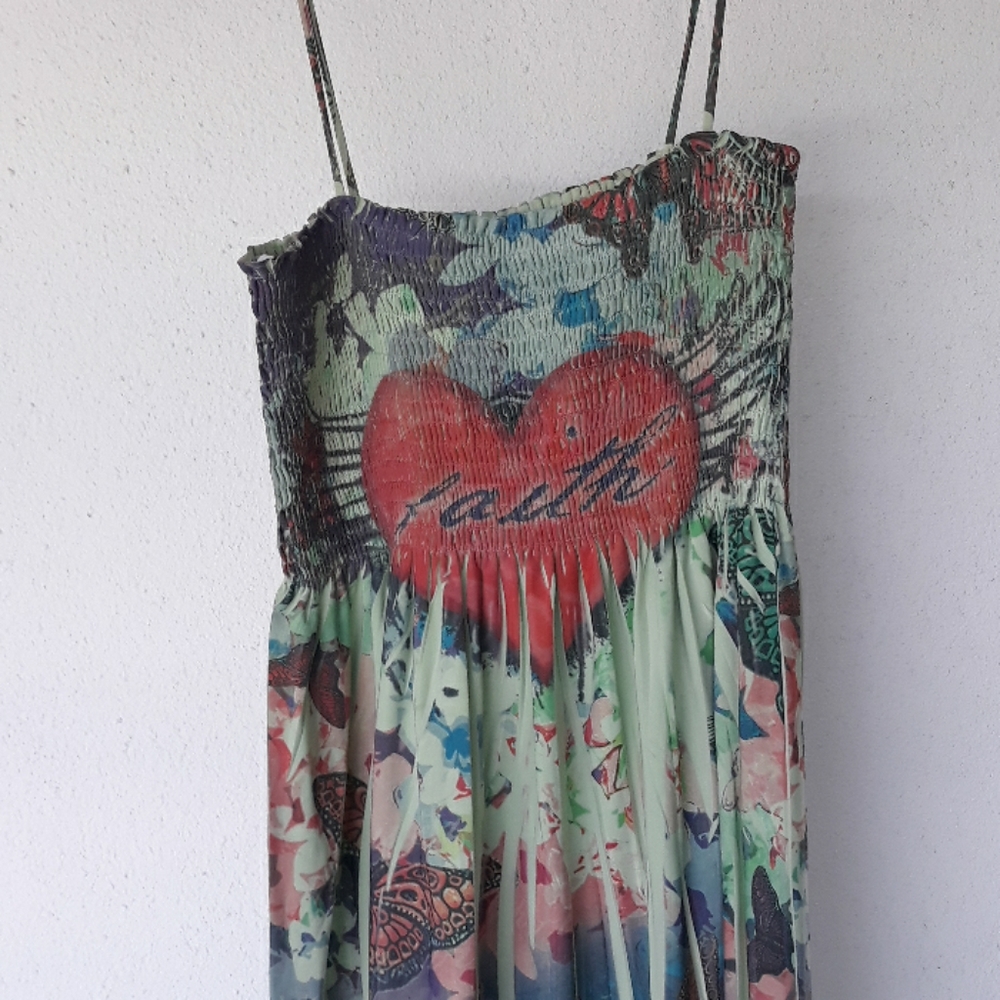 Very colorful silky top with spaghetti straps